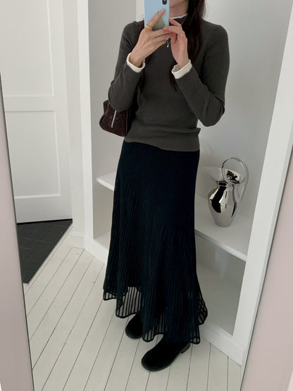 Contrast Detailing Basic Mock Neck Top | 拼色飾邊中領基礎上衣