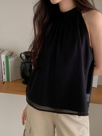 Textured Layer Halter Top | 暗紋理掛脖背心