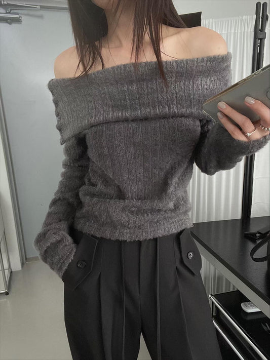 Snowy Winter Off-Shoulder Knit