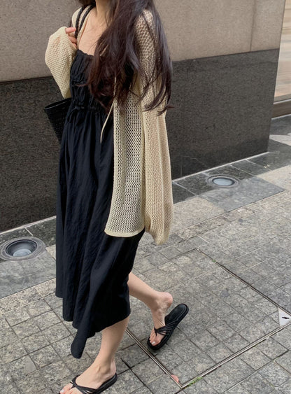 Soft Mesh Knit String Knot Cover Up
