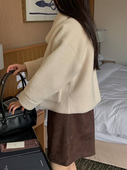 Frosty Teddy Mid Jacket | 小熊羊羔毛短版外套