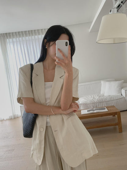 Elegant Summer Chic Linen Blazer