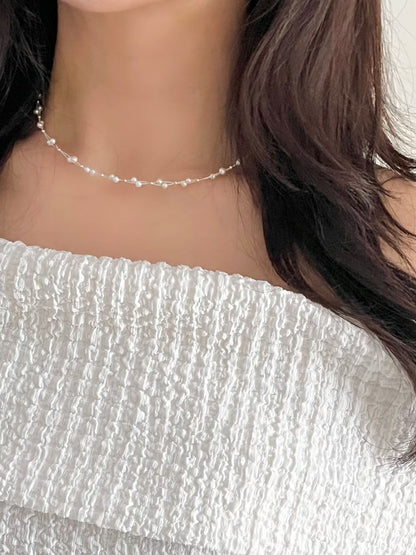 Pearl Motif Twist Necklace | 簡約珍珠扭紋頸鏈￼
