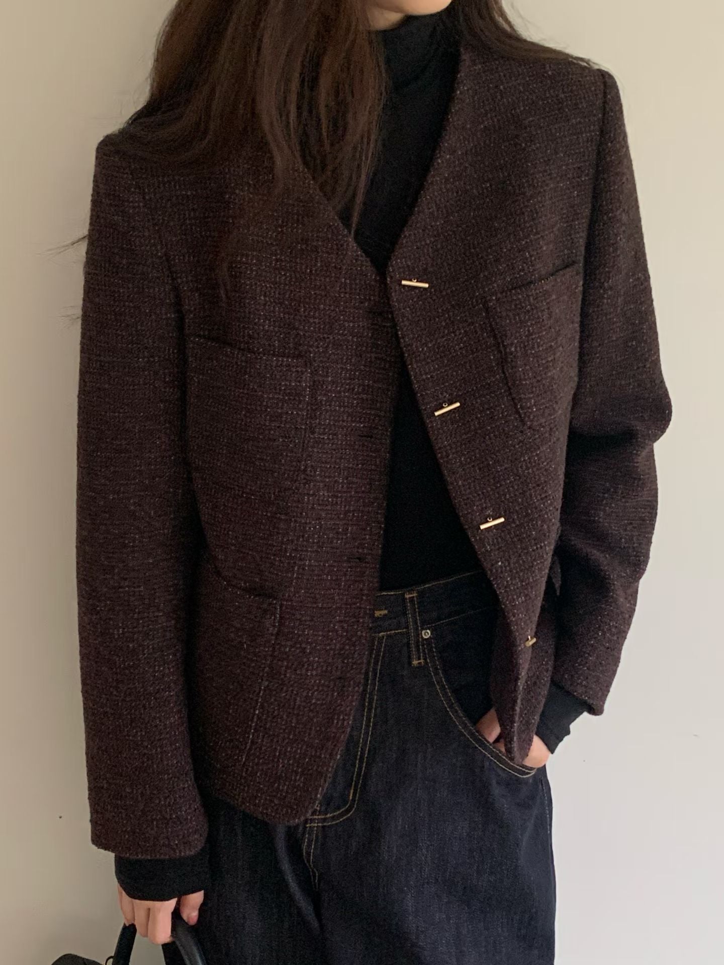 【One of a Kind】Flat Bar Tweed Blazer