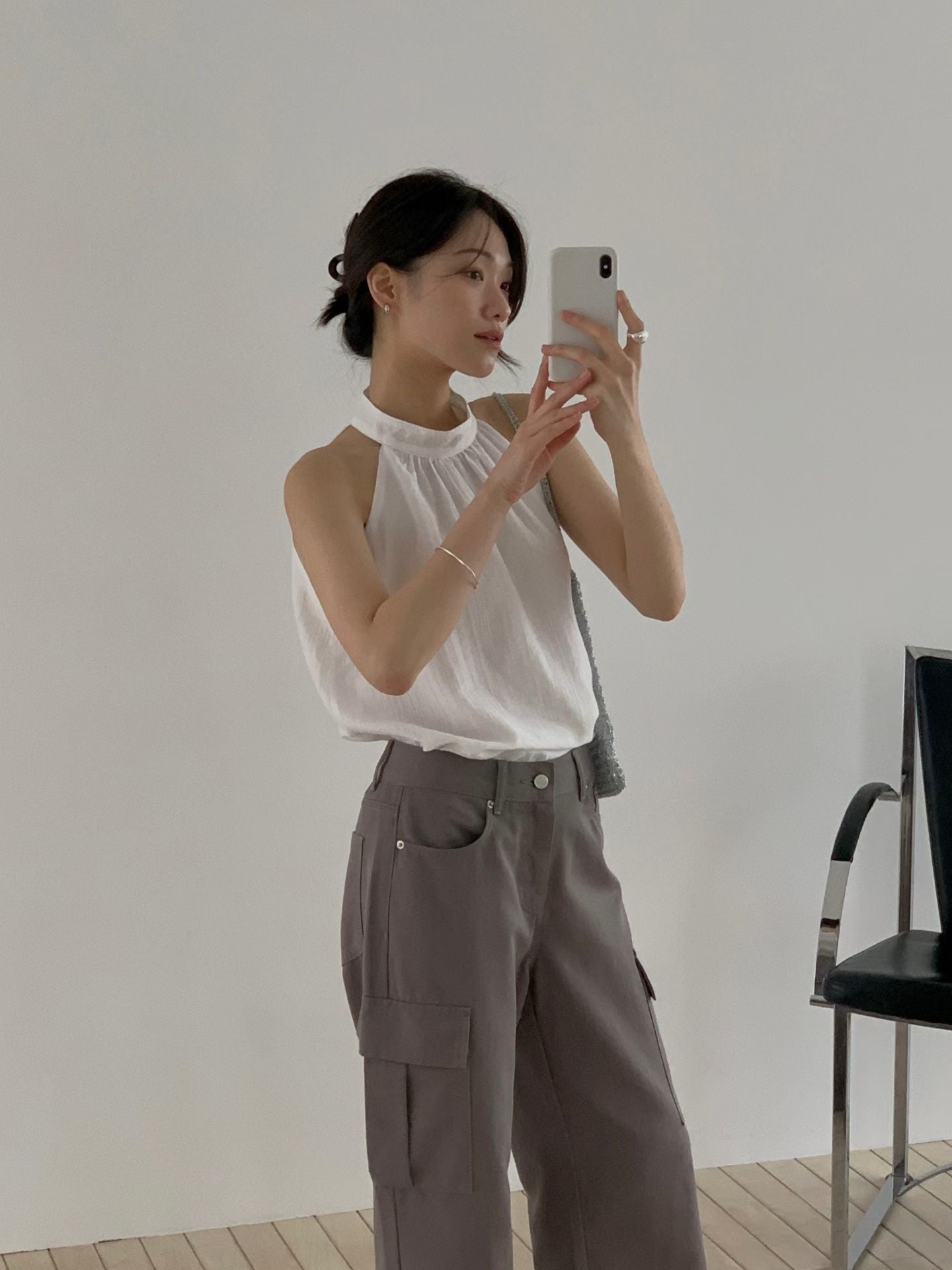 Textured Layer Halter Top | 暗紋理掛脖背心