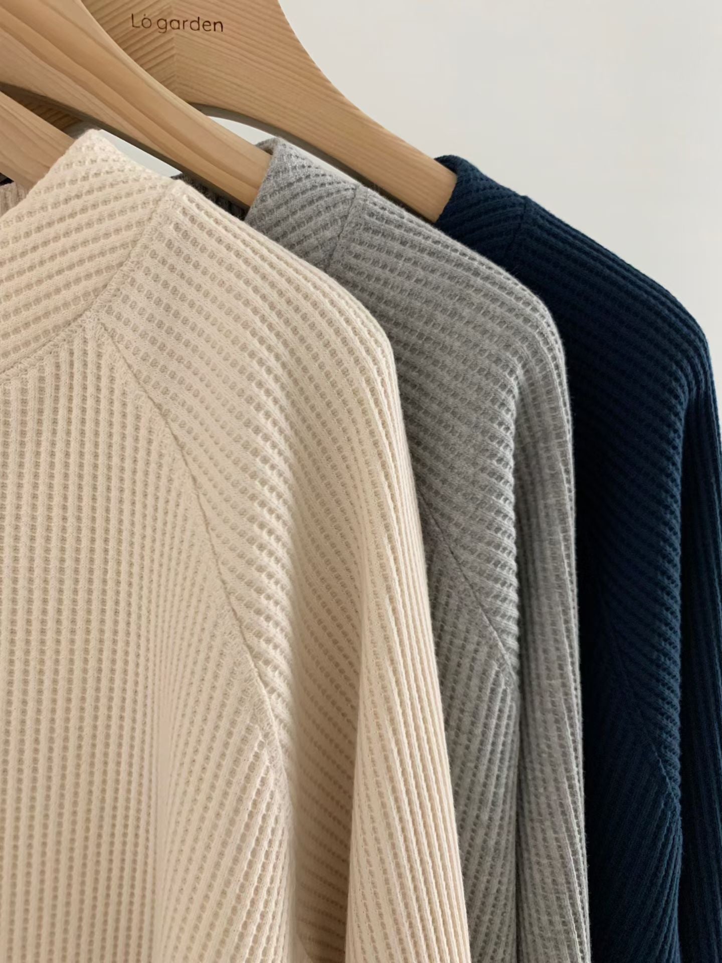 Waffle Pop Button Cropped Tee | 窩夫格格長袖Top