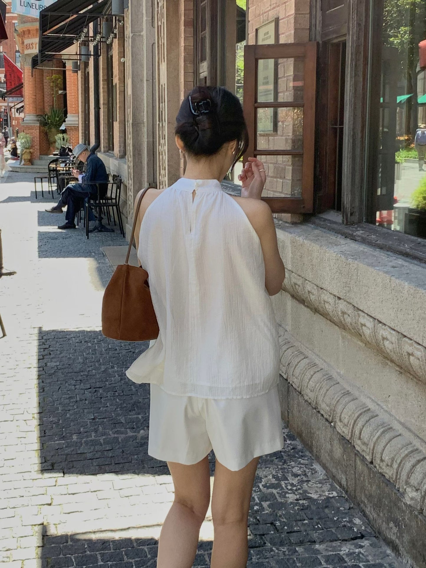 Textured Layer Halter Top | 暗紋理掛脖背心