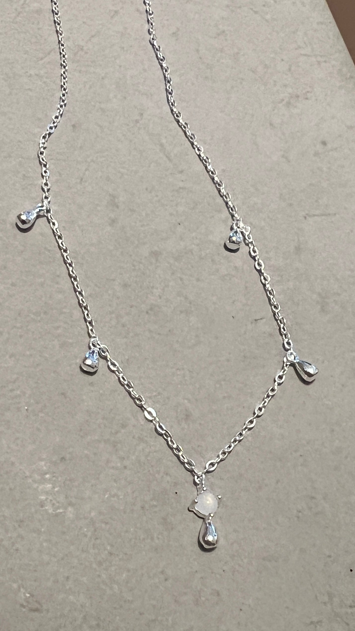 Teardrop Necklace with Misty Blue Bead