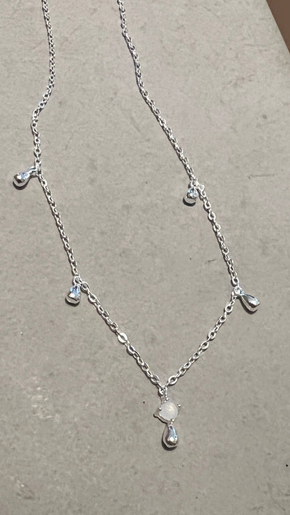 Teardrop Necklace with Misty Blue Bead