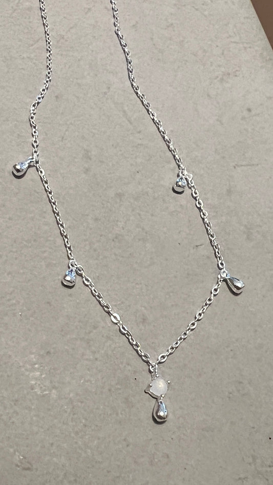 Teardrop Necklace with Misty Blue Bead
