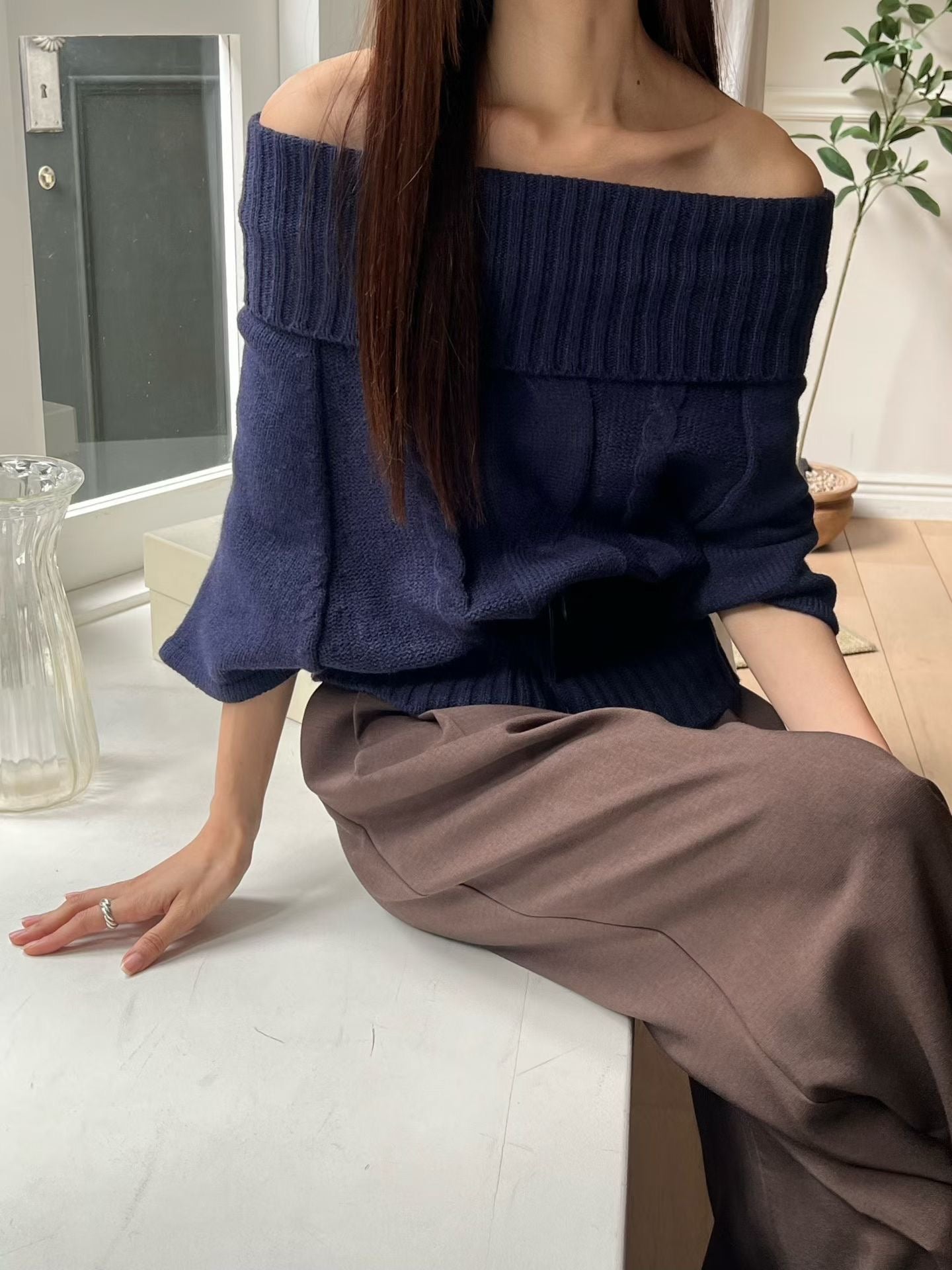 【獨特針織～】Batwing Wide Highneck Knit ｜ 精緻羅紋闊高領針織