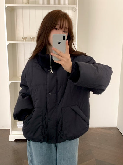 <<嚴寒天氣首選>> Sporty Chic Knitted Collar Jacket | 針織反領3M保暖棉外套