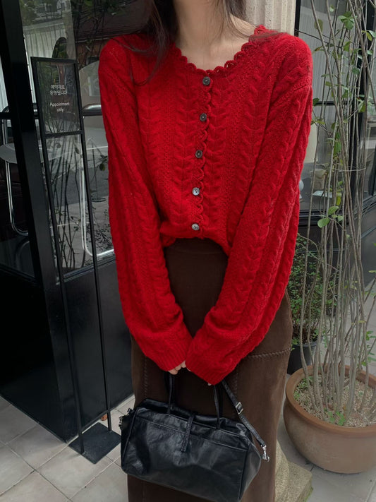 Delicate Floral Lace Cardigan | 精緻蕾絲滾邊針織外套