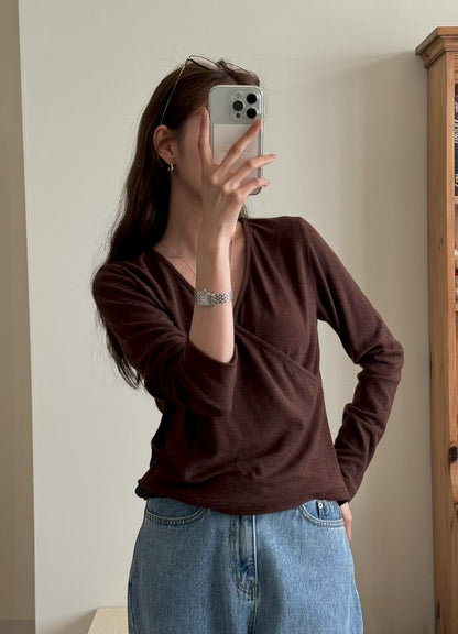 Elegant Wrap Angora Winter Top | 溫柔安哥拉毛搭疊Top