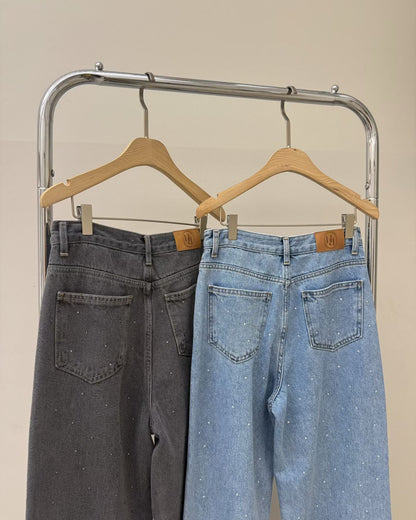 Rhinestoned Straight Leg Jeans | 筆直小碎石牛仔褲￼￼