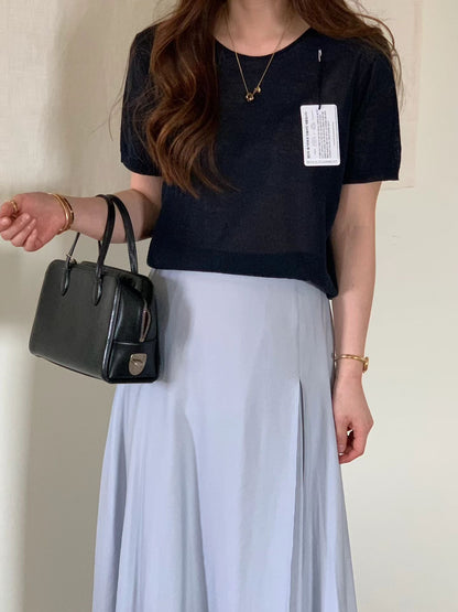 [𝑳𝒊𝒏𝒆𝒏 𝑬𝒅𝒊𝒕] Wholegarment Baby Fluff Short Sleeves Top