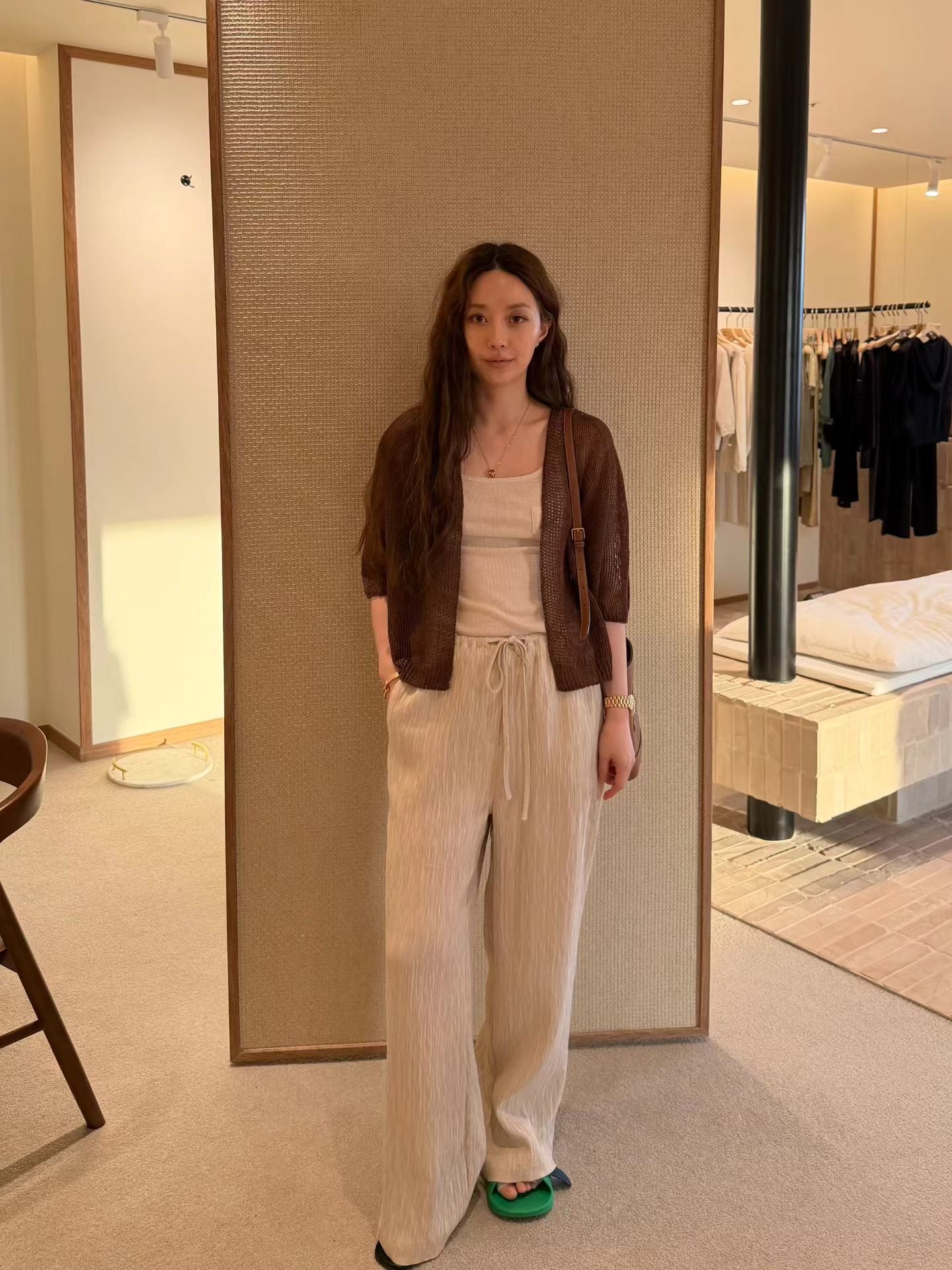 Wholegarment Crochet Sheer Linen Cardigan | 鈎織麻質開襟外套￼