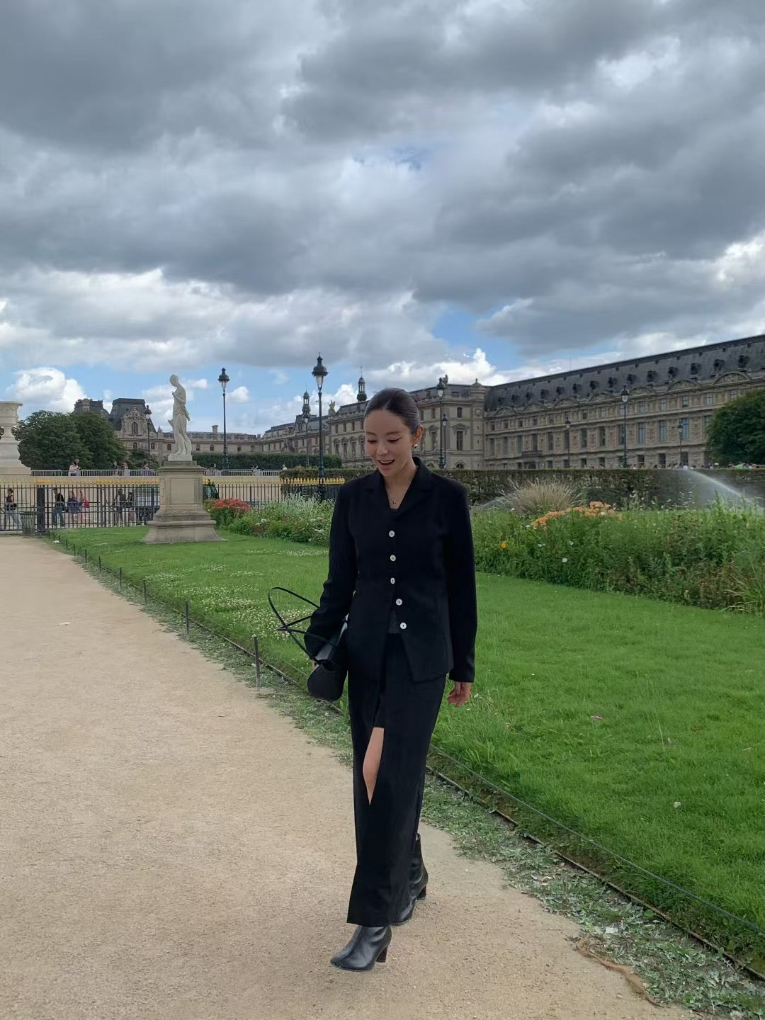 【暴美通勤風】Tailored Front Slit Maxi Skirt | 高腰開叉假兩件長裙