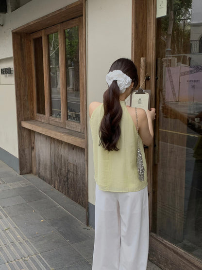 Textured Layer Halter Top | 暗紋理掛脖背心