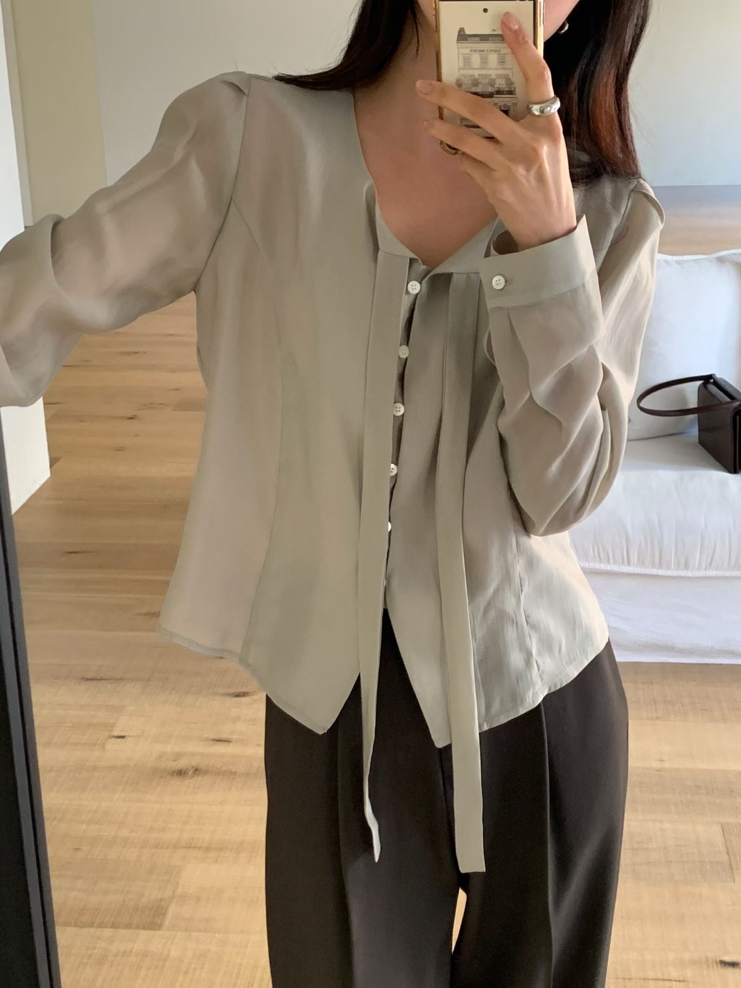 空氣感雪紡襯衫 | Front Ribbon Tie Fairy Chiffon Blouse