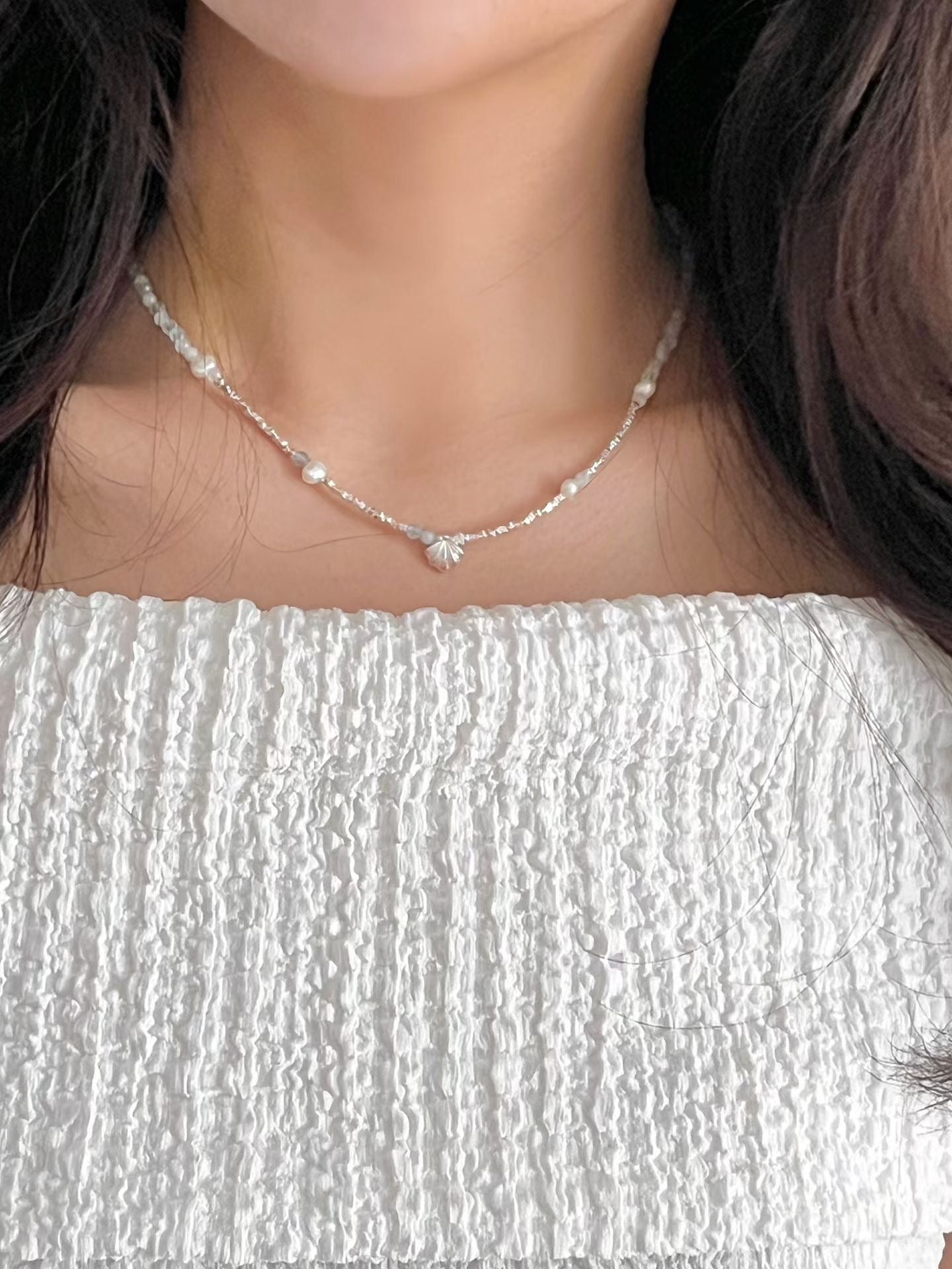 Seashell Grey Pearl Necklace | 海霧灰珍珠頸鏈￼
