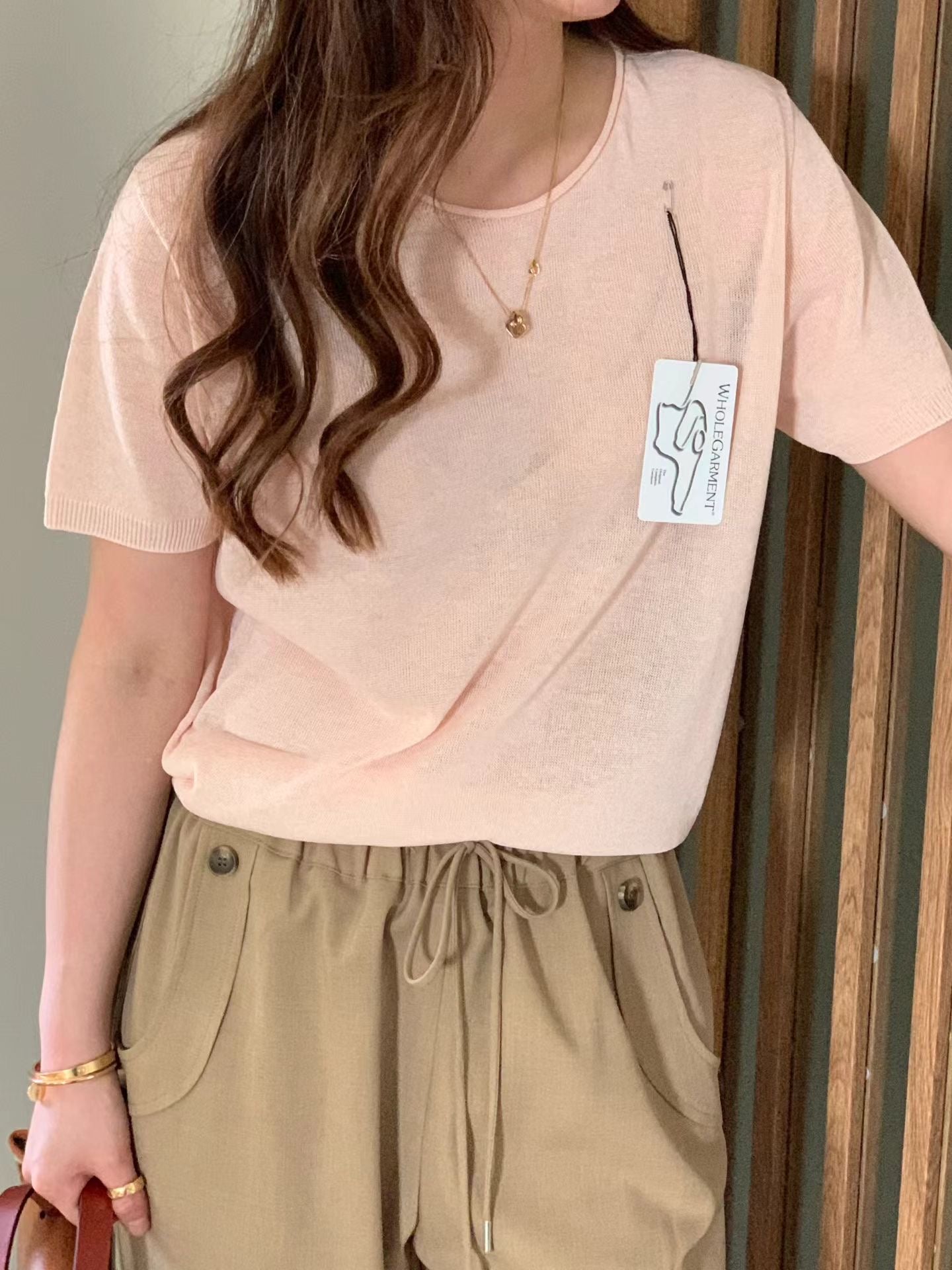 [𝑳𝒊𝒏𝒆𝒏 𝑬𝒅𝒊𝒕] Wholegarment Baby Fluff Short Sleeves Top