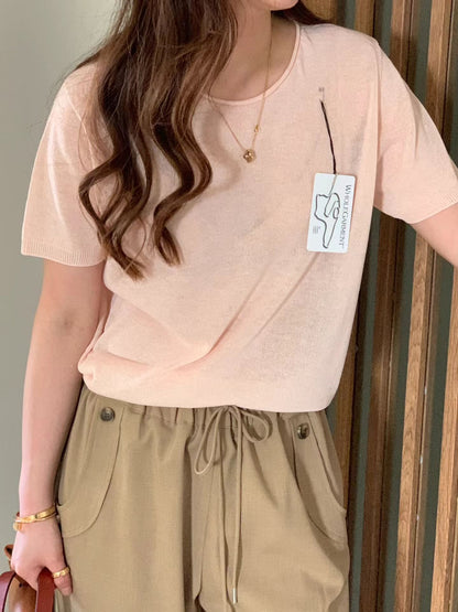 [𝑳𝒊𝒏𝒆𝒏 𝑬𝒅𝒊𝒕] Wholegarment Baby Fluff Short Sleeves Top