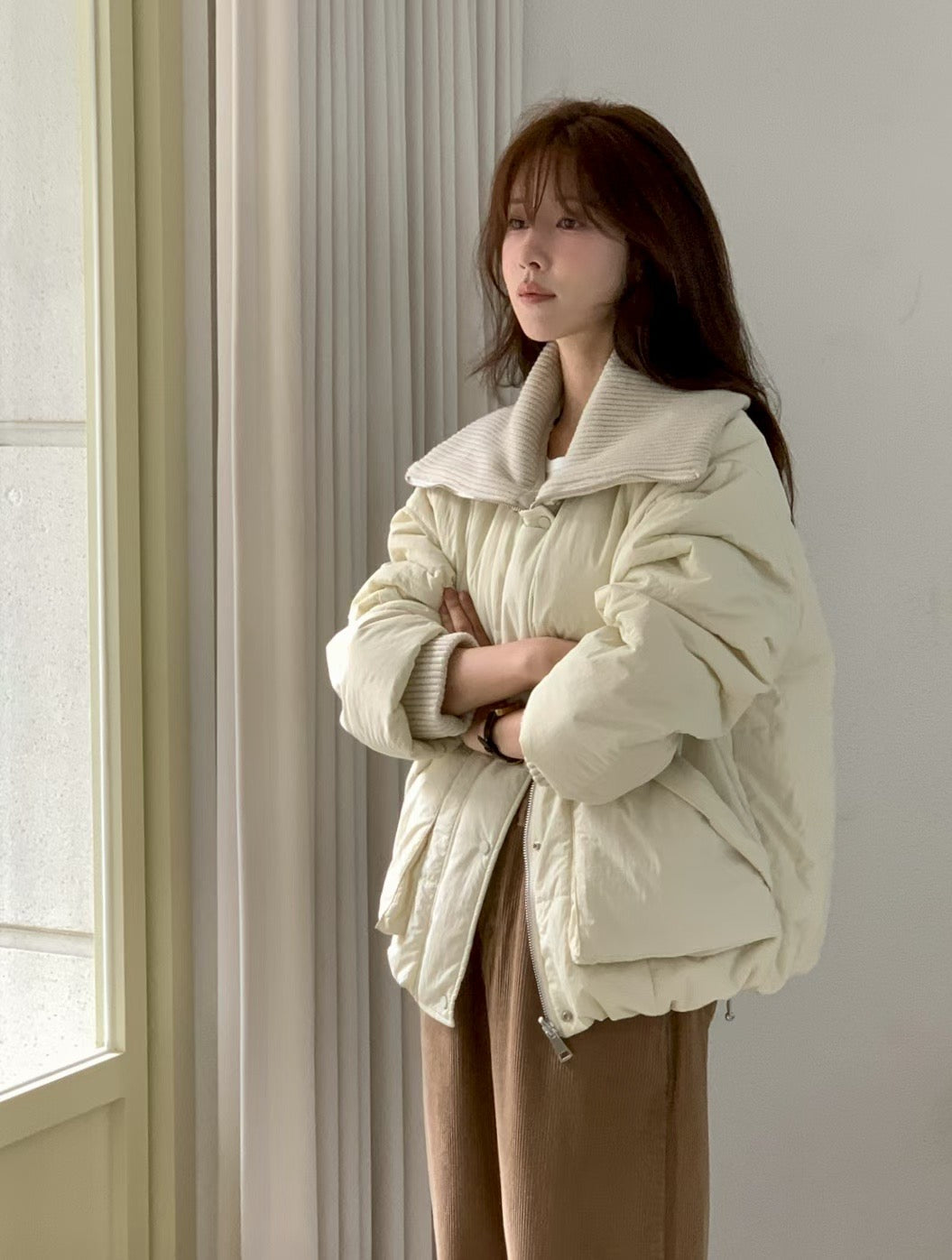 <<嚴寒天氣首選>> Sporty Chic Knitted Collar Jacket | 針織反領3M保暖棉外套