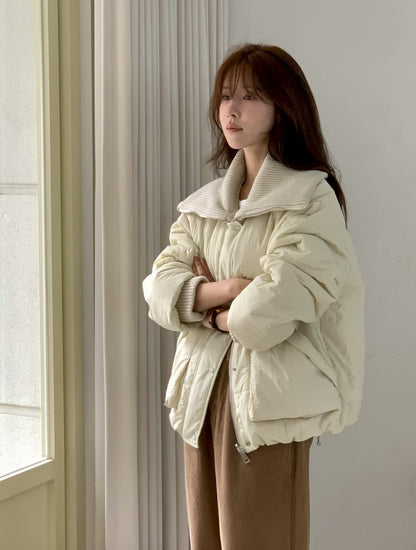 <<嚴寒天氣首選>> Sporty Chic Knitted Collar Jacket | 針織反領3M保暖棉外套