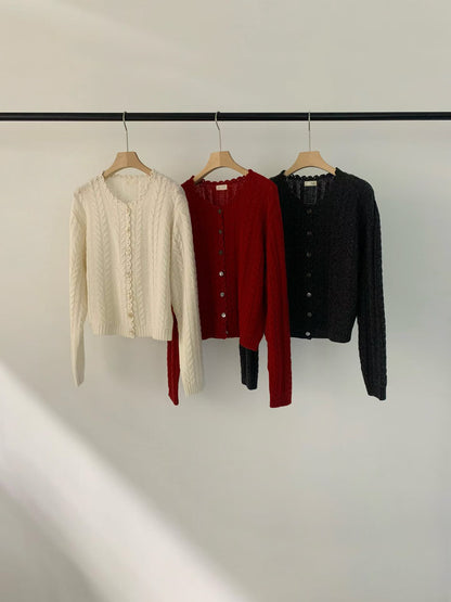 Delicate Floral Lace Cardigan | 精緻蕾絲滾邊針織外套