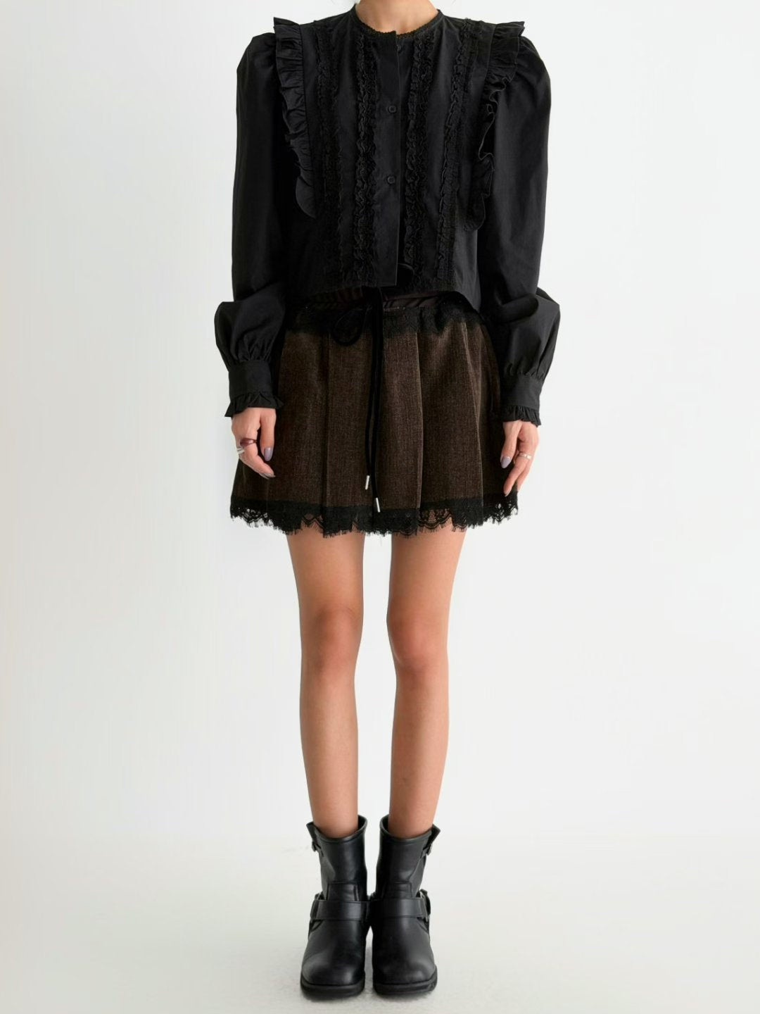 【本季流行～】Pleated Lace Skirt | Lace 拼接秋冬短裙