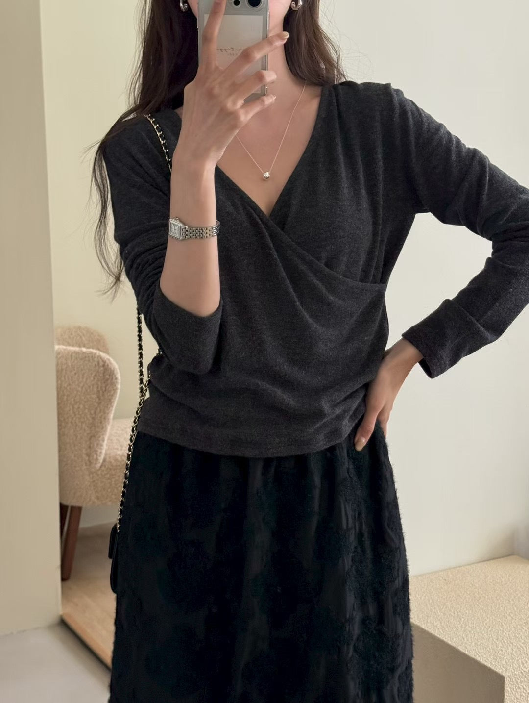 Elegant Wrap Angora Winter Top | 溫柔安哥拉毛搭疊Top