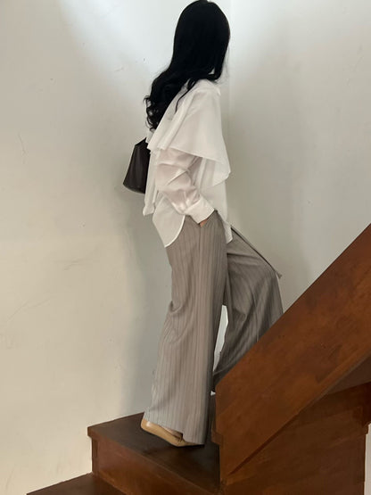 Wide Leg Striped Trousers | 條紋西裝闊褲