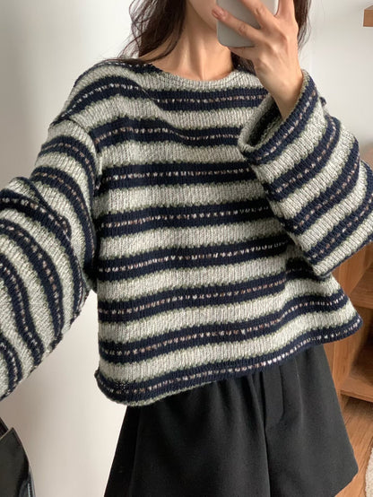 The Mariner Striped Knit | 細緻條紋圓領Top