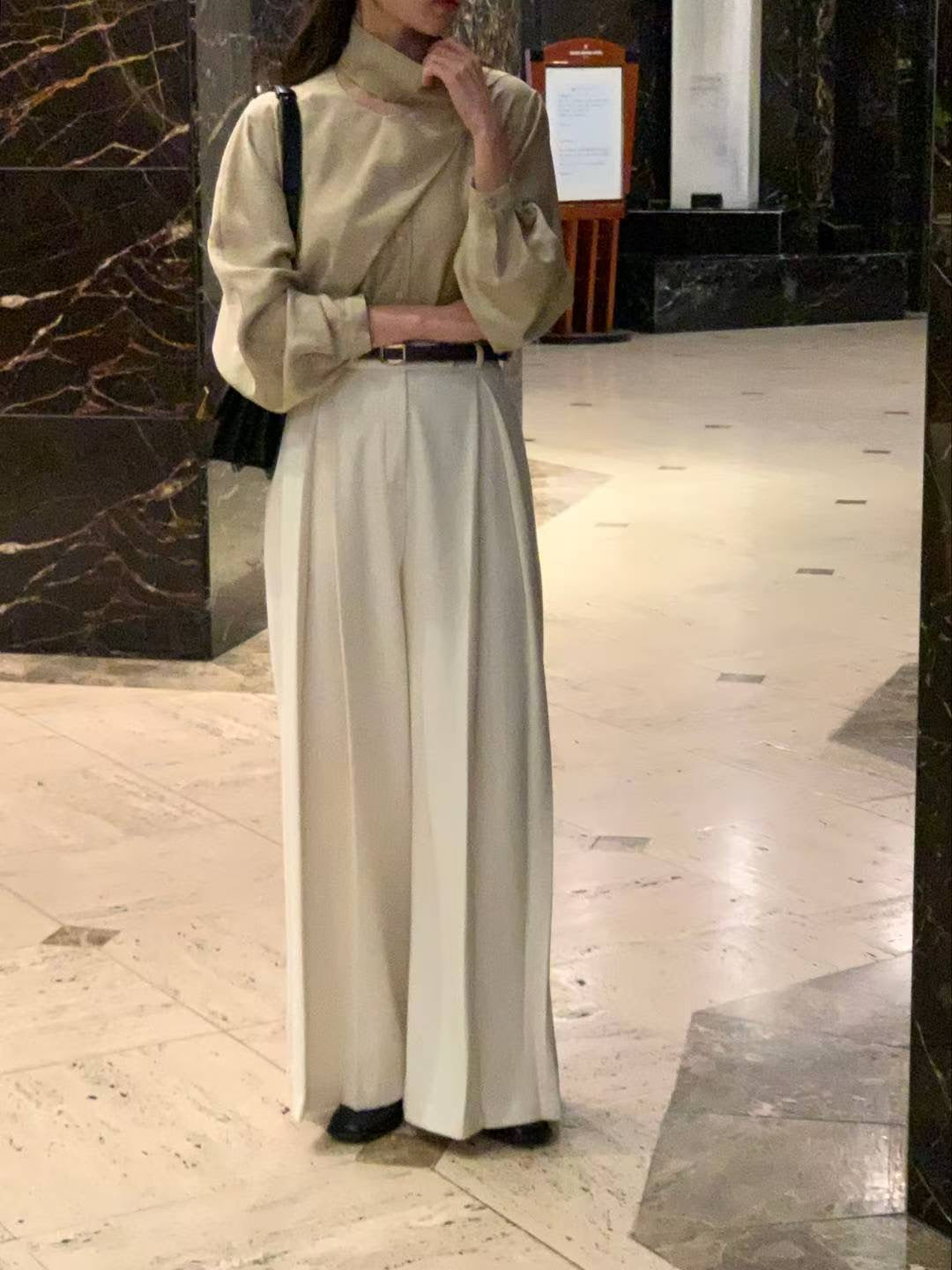 Elegant Pleats Pants | 輕柔內摺闊腳褲