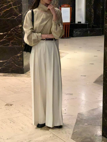 Elegant Pleats Pants | 輕柔內摺闊腳褲