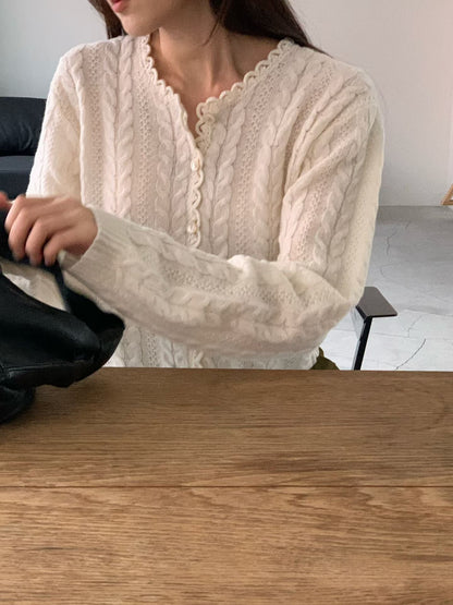 Delicate Floral Lace Cardigan | 精緻蕾絲滾邊針織外套