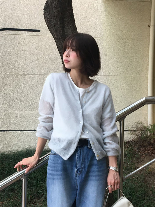 Cotton Candy Mohair Cardigan | 軟滑棉花糖薄針織外套