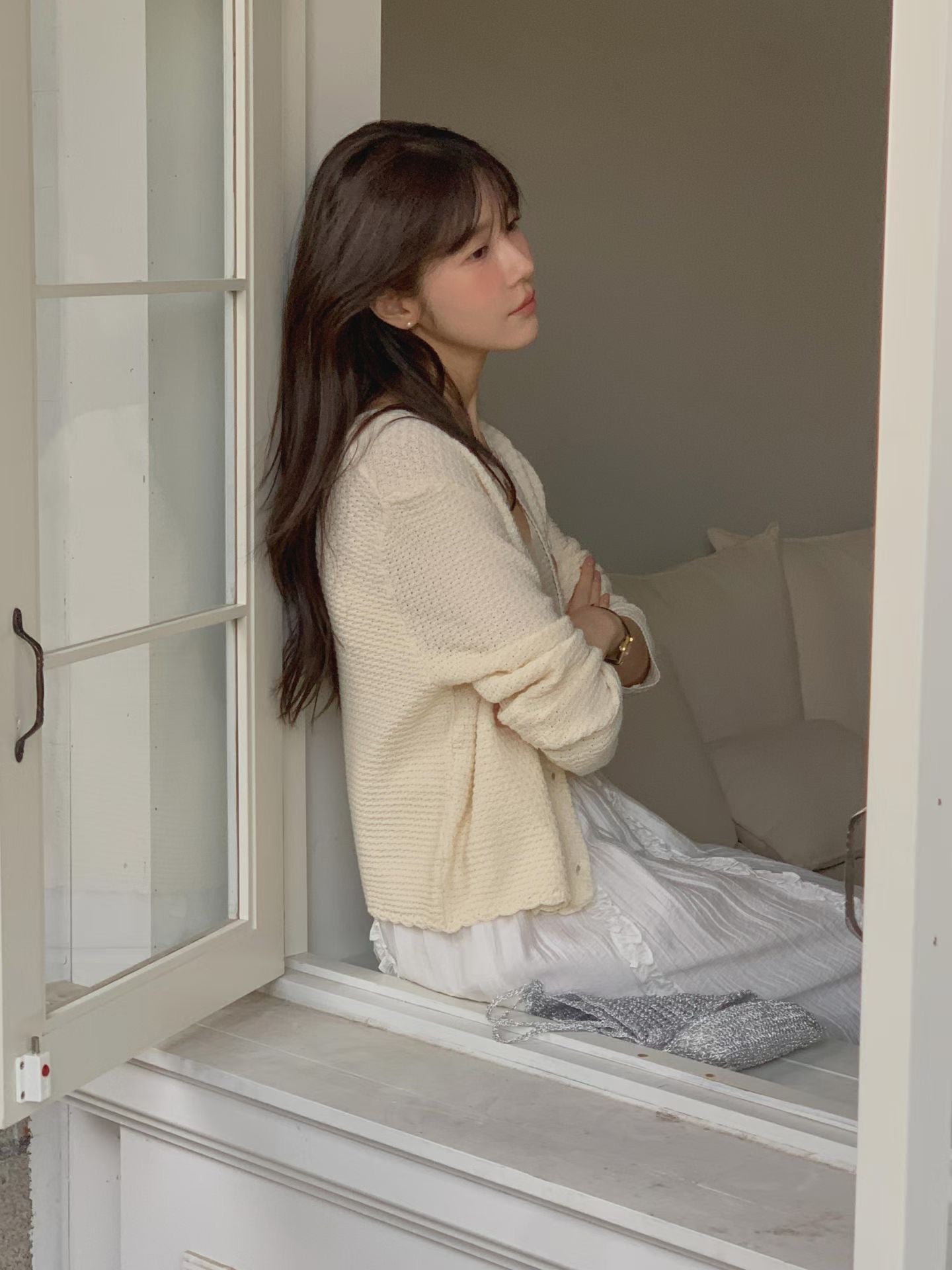 Parisian Waffle Button Up Cardigan | 簡約窩夫鈕扣外套￼