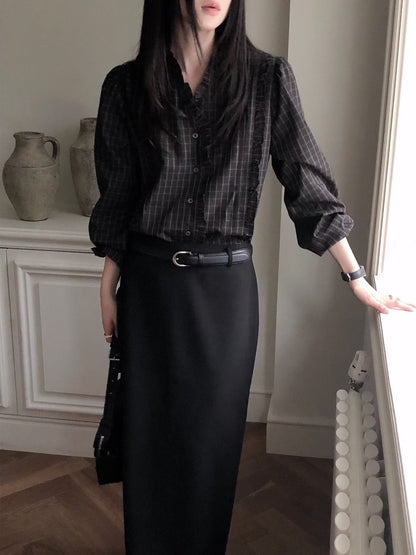 Parisian Checkered Ruffles Blouse