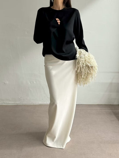 暗珠光背面小心機襯衫 | Pearly Low Back Ribbon Blouse