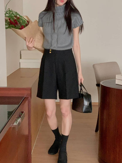 針織小通花紋理高領Top