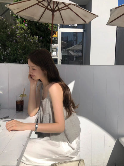 飄逸勾織方領背心 | Premium Summer Knitted Flaire Tank Top