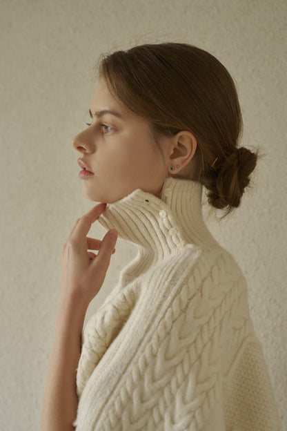 Delicate Cable Knitted Cape