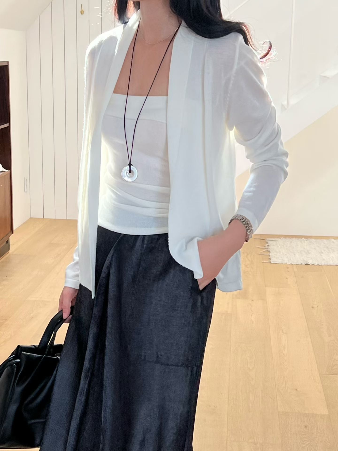 優雅平領背心外套套裝 | Flat Fold Detail Cami & Cardi Set