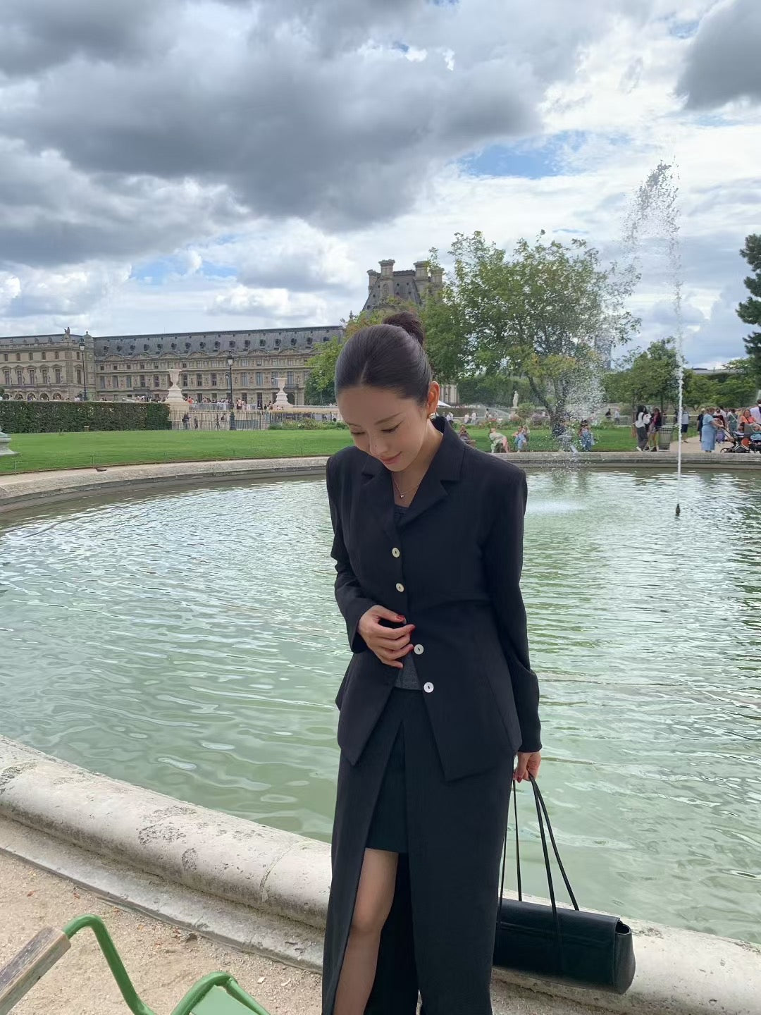 【暴美通勤風】Tailored Front Slit Maxi Skirt | 高腰開叉假兩件長裙