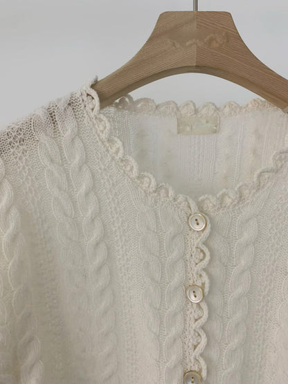 Delicate Floral Lace Cardigan | 精緻蕾絲滾邊針織外套