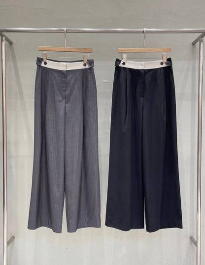Tailored Contrast Waistband Stripe Trousers | 修身拼色腰線條紋長褲