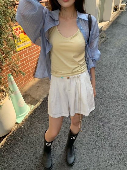 Airy Sheer Boyfriend Striped Shirt | 知性美男友風透膚條紋襯衫