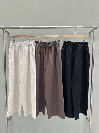 Scrunched Waist Linen-Tencel Pants | 抓皺腰線天絲亞麻長褲